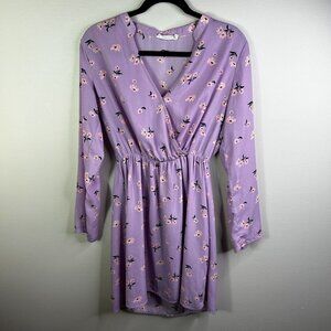 All in Favor lavender long sleeve floral dress size medium‎
